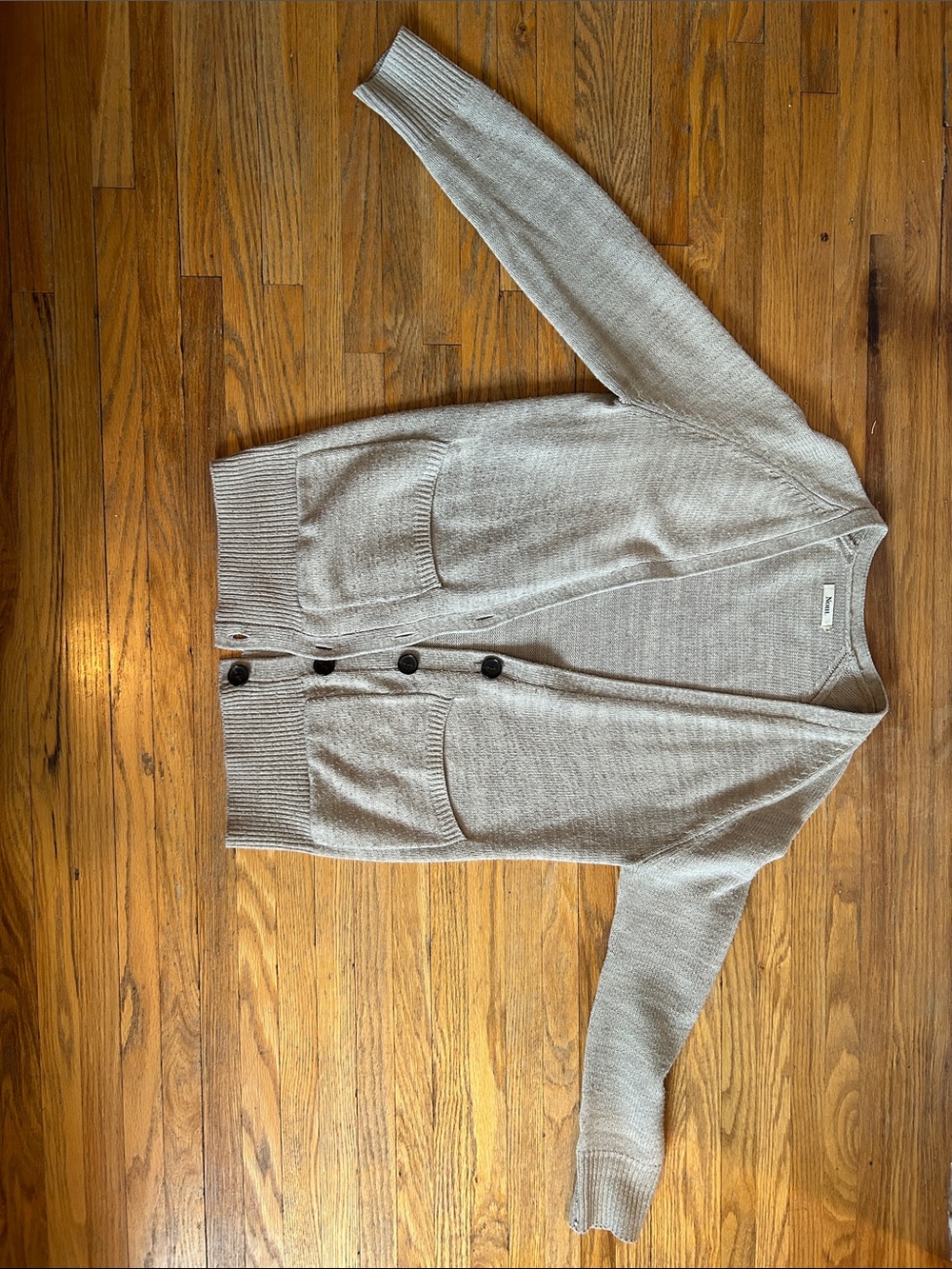 Light Gray Button-Front Knit Cardigan